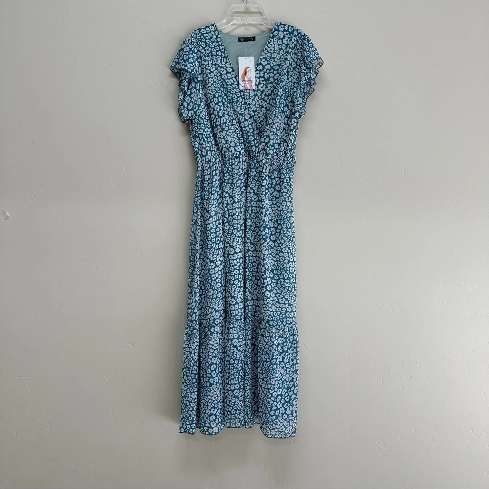 NEW Short Sleeve Ruffle Maxi Dress Size M - Picture 13 of 13